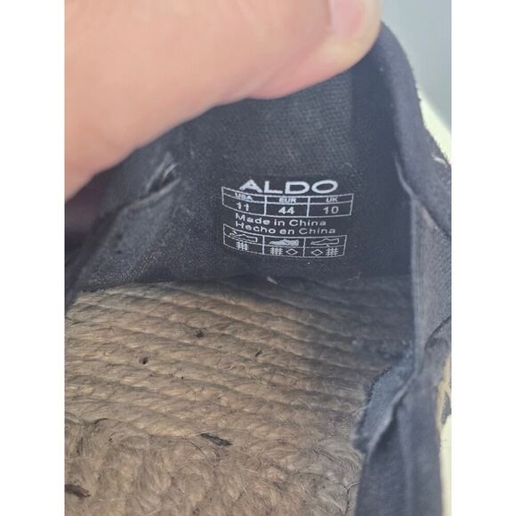 ALDO Paycien Espadrilles Men’s 11 Black Canvas Slip-On with Embroidered Daisies - Picture 6 of 6